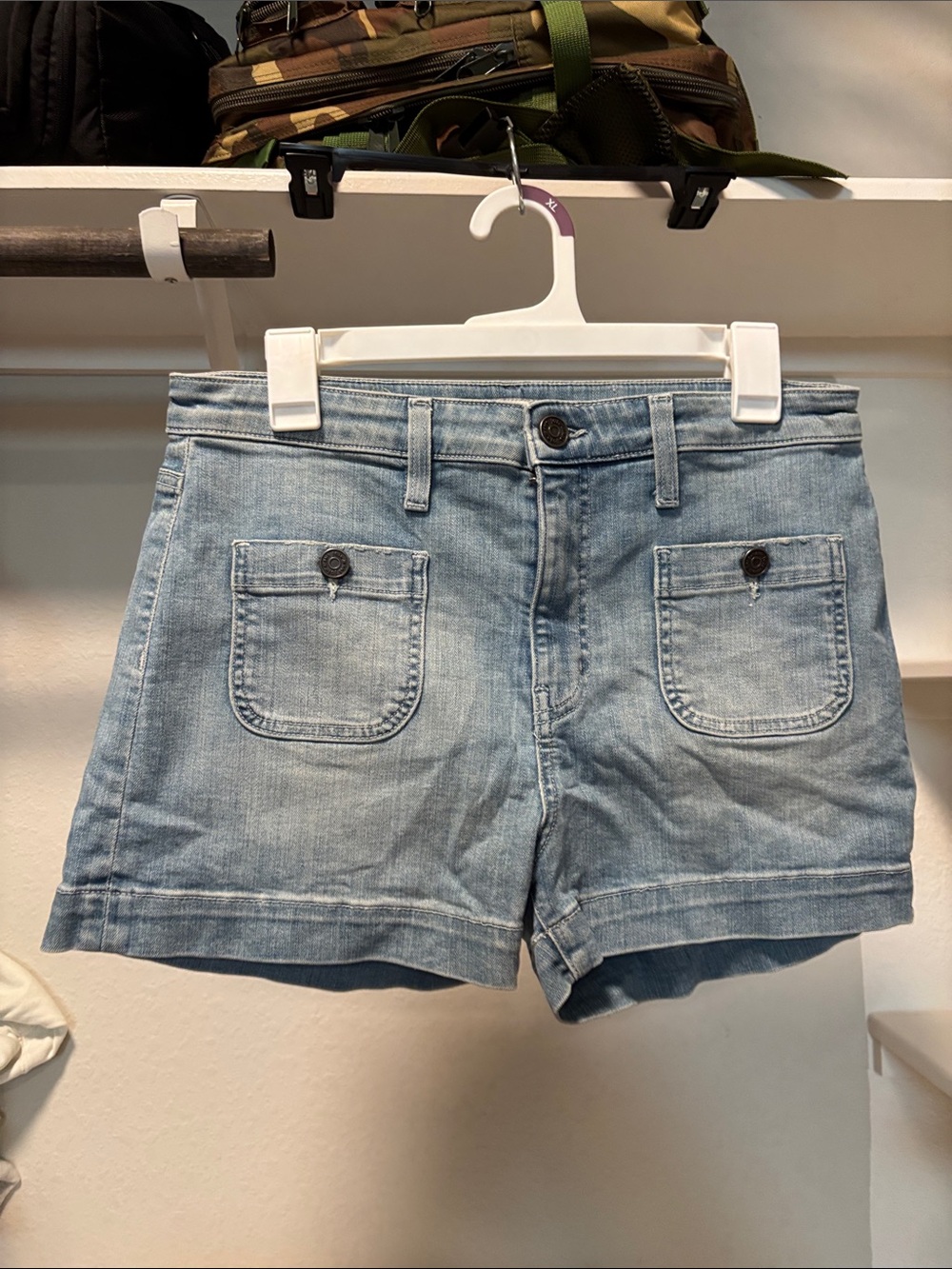 Joie Light Blue Denim Patch-Pocket Shorts